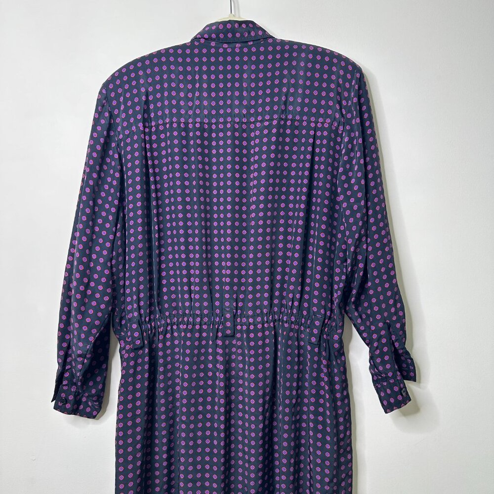 ELISABETH Liz Claiborne Black Abstract Long Sleeve Collared Dress Women's 18 - Picture 5 of 5